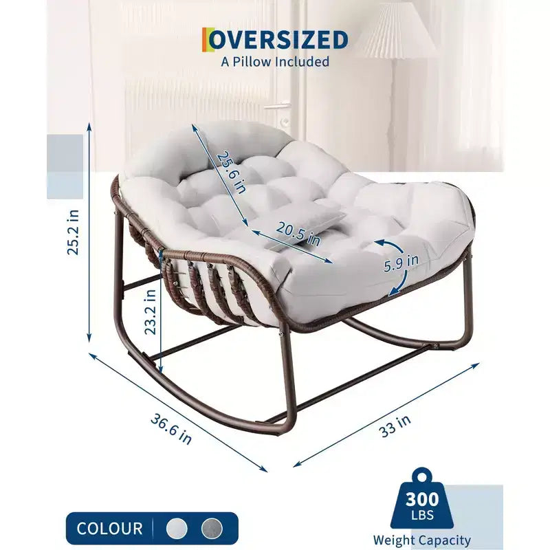 COZONY Oversized Egg Rocking Chair, 450 lb Capacity with Water-Resistant Cushion, Metal Frame for Porch Balcony Garden