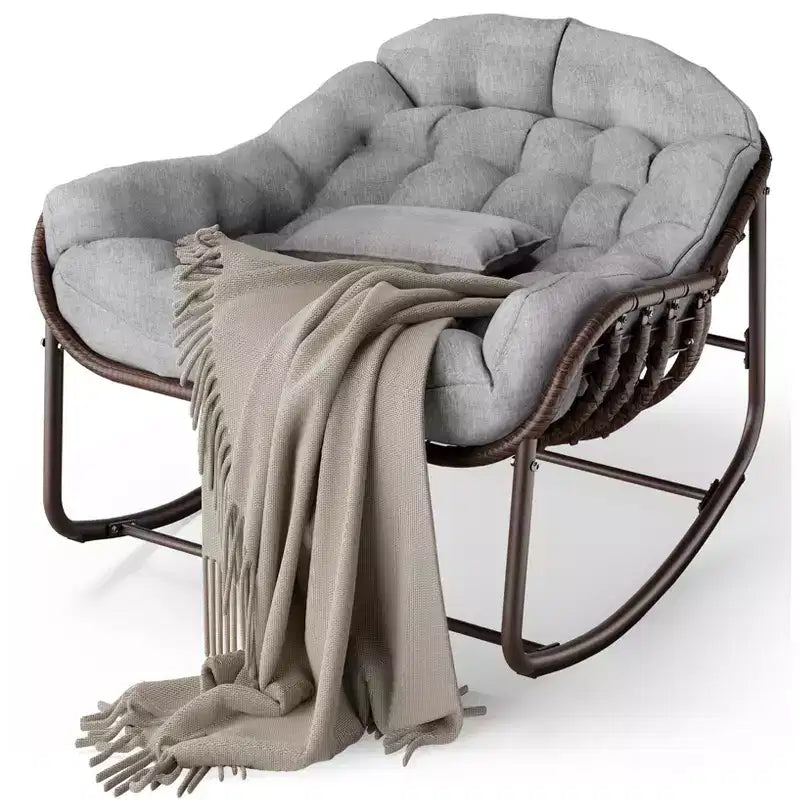 COZONY Oversized Egg Rocking Chair, 450 lb Capacity with Water-Resistant Cushion, Metal Frame for Porch Balcony Garden