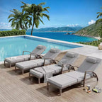 COZONY 2-Pack Patio Chaise Lounge Chairs, PE Rattan Wicker Pool Lounge with 5-Level Backrest, Cushion and Wheels for Garden Beach