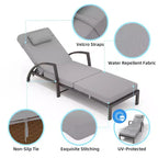 COZONY 2-Pack Patio Chaise Lounge Chairs, PE Rattan Wicker Pool Lounge with 5-Level Backrest, Cushion and Wheels for Garden Beach