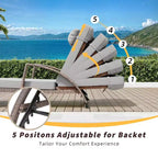 COZONY 2-Pack Patio Chaise Lounge Chairs, PE Rattan Wicker Pool Lounge with 5-Level Backrest, Cushion and Wheels for Garden Beach
