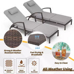 COZONY 2-Pack Patio Chaise Lounge Chairs, PE Rattan Wicker Pool Lounge with 5-Level Backrest, Cushion and Wheels for Garden Beach
