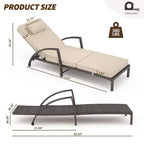 COZONY 2-Pack Patio Chaise Lounge Chairs, PE Rattan Wicker Pool Lounge with 5-Level Backrest, Cushion and Wheels for Garden Beach