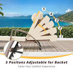 COZONY 2-Pack Patio Chaise Lounge Chairs, PE Rattan Wicker Pool Lounge with 5-Level Backrest, Cushion and Wheels for Garden Beach