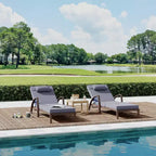 COZONY 2-Pack Patio Chaise Lounge Chairs, PE Rattan Wicker Pool Lounge with 5-Level Backrest, Cushion and Wheels for Garden Beach