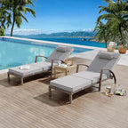 COZONY 2-Pack Patio Chaise Lounge Chairs, PE Rattan Wicker Pool Lounge with 5-Level Backrest, Cushion and Wheels for Garden Beach