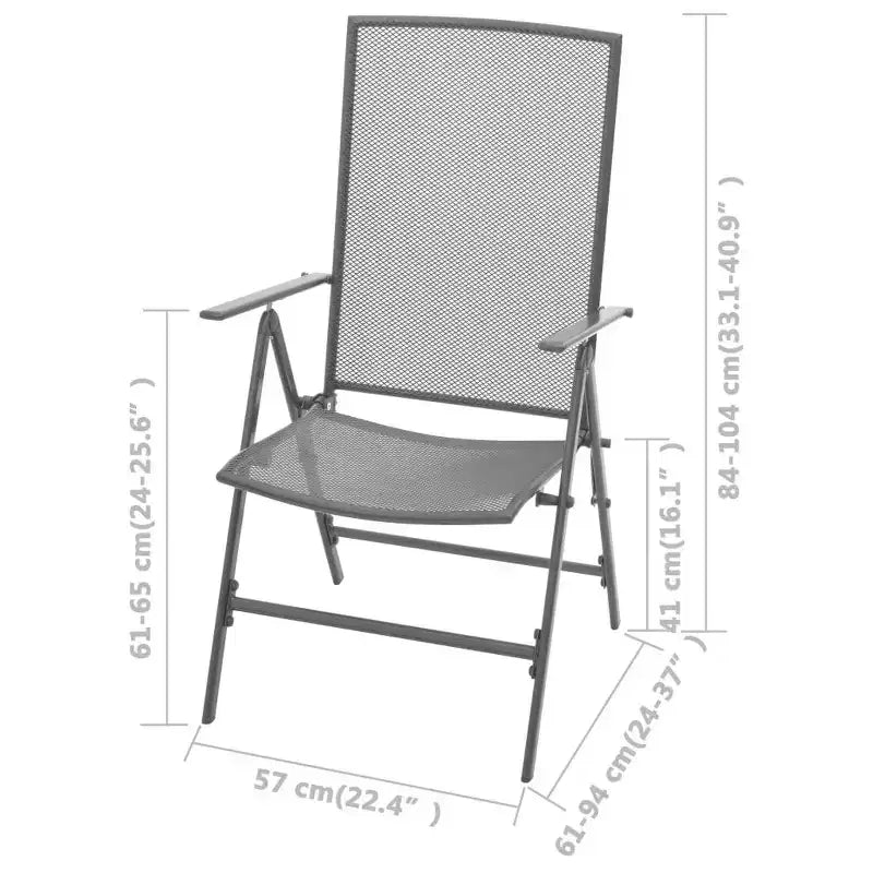 vidaXL Reclining Chair Set of 2 E-coated, powder-coated steel