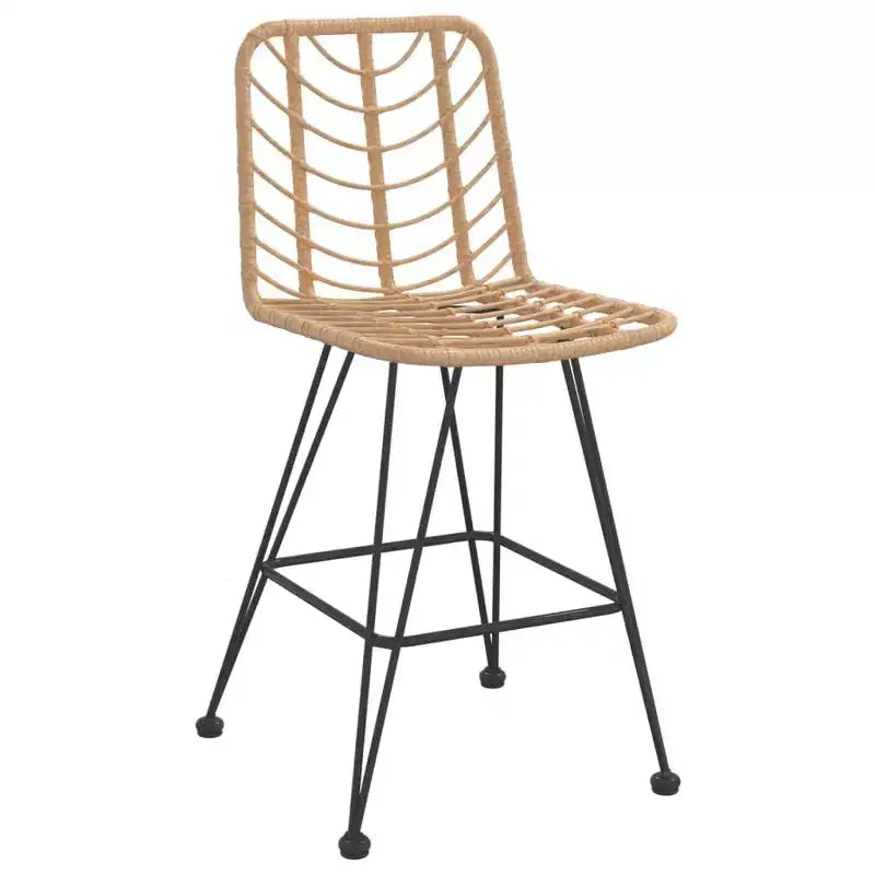vidaXL Set of 2 Bar Stools, PE Rattan and Steel