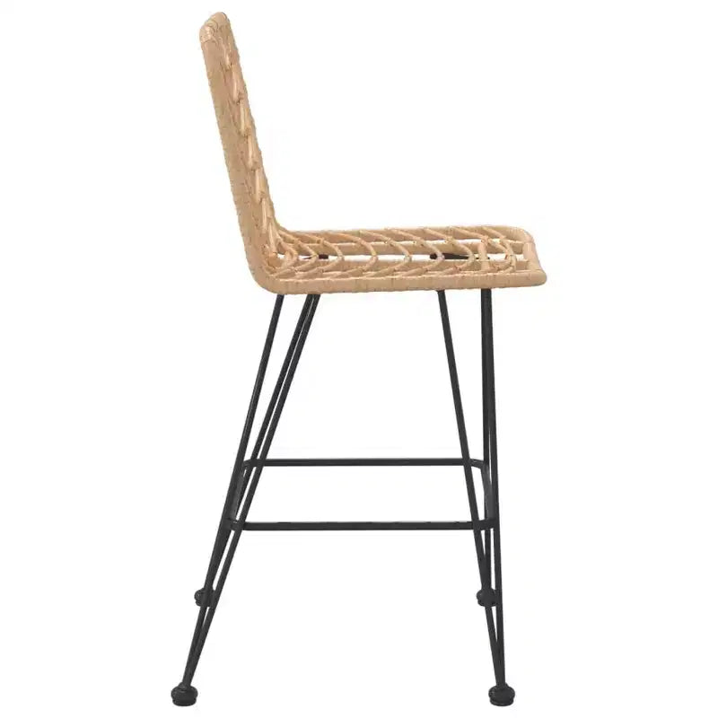 vidaXL Set of 2 Bar Stools, PE Rattan and Steel