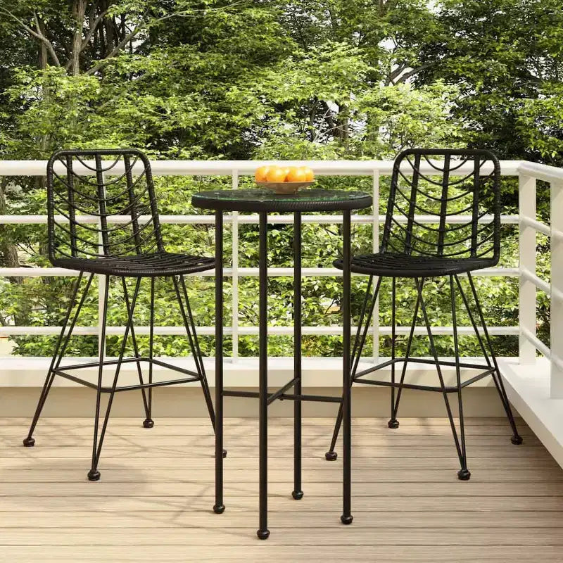 vidaXL Set of 2 Bar Stools, PE Rattan and Steel