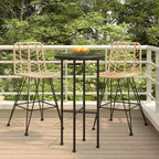 vidaXL Set of 2 Bar Stools, PE Rattan and Steel