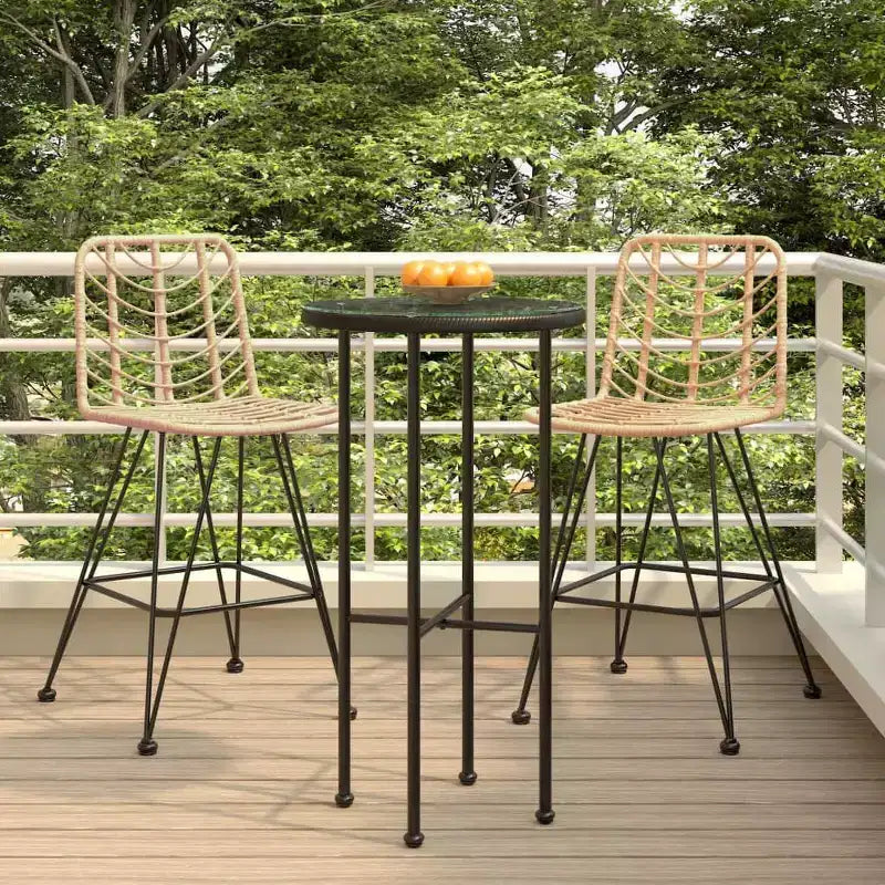 vidaXL Set of 2 Bar Stools, PE Rattan and Steel