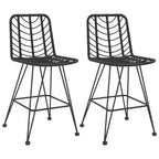 vidaXL Set of 2 Bar Stools, PE Rattan and Steel