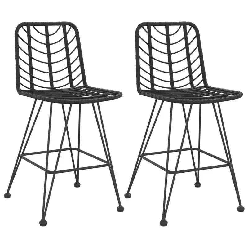vidaXL Set of 2 Bar Stools, PE Rattan and Steel