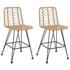 vidaXL Set of 2 Bar Stools, PE Rattan and Steel