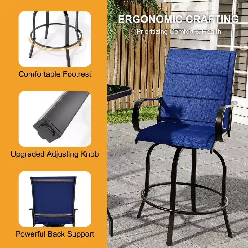 Outdoor Patio Chair for Backyard Lawn Deck, All-Weather High Back Bar Stools