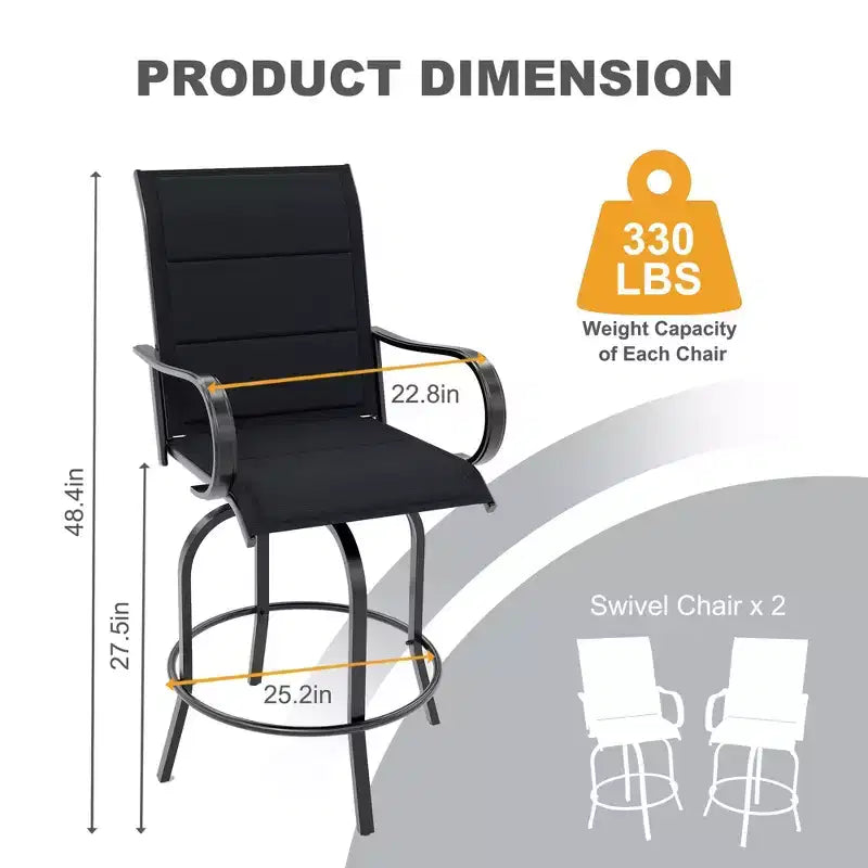 Outdoor Patio Chair for Backyard Lawn Deck, All-Weather High Back Bar Stools