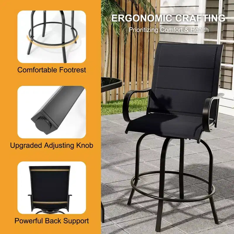 Outdoor Patio Chair for Backyard Lawn Deck, All-Weather High Back Bar Stools