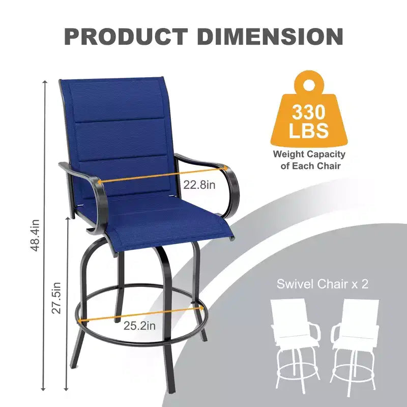 Outdoor Patio Chair for Backyard Lawn Deck, All-Weather High Back Bar Stools