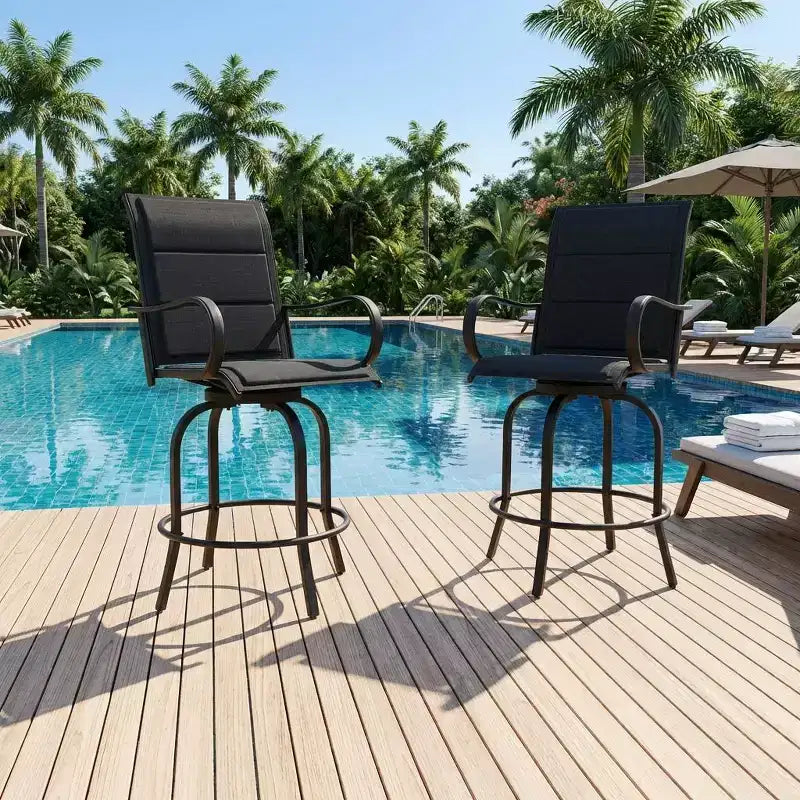 Outdoor Patio Chair for Backyard Lawn Deck, All-Weather High Back Bar Stools