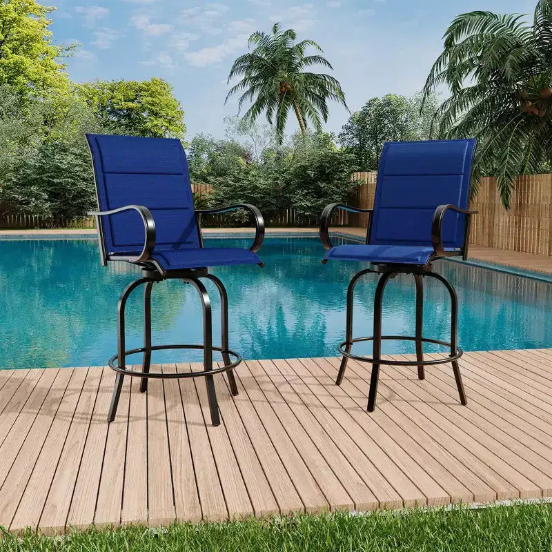 Outdoor Patio Chair for Backyard Lawn Deck, All-Weather High Back Bar Stools