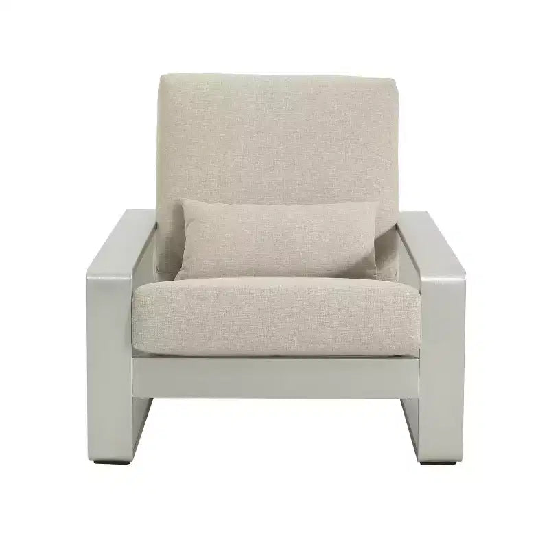 ModernLuxe Aluminum Lounge Chair Patio Club Chairs Ergonomic Accent Chair Armchair with Cushions, Indoor/Outdoor (Set of 1/2)