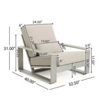 ModernLuxe Aluminum Lounge Chair Patio Club Chairs Ergonomic Accent Chair Armchair with Cushions, Indoor/Outdoor (Set of 1/2)