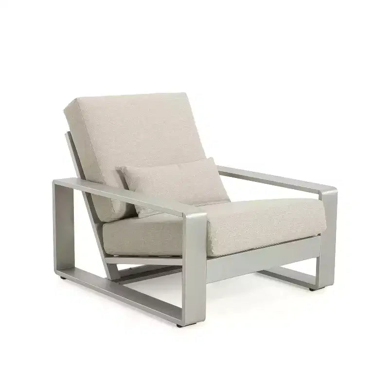 ModernLuxe Aluminum Lounge Chair Patio Club Chairs Ergonomic Accent Chair Armchair with Cushions, Indoor/Outdoor (Set of 1/2)