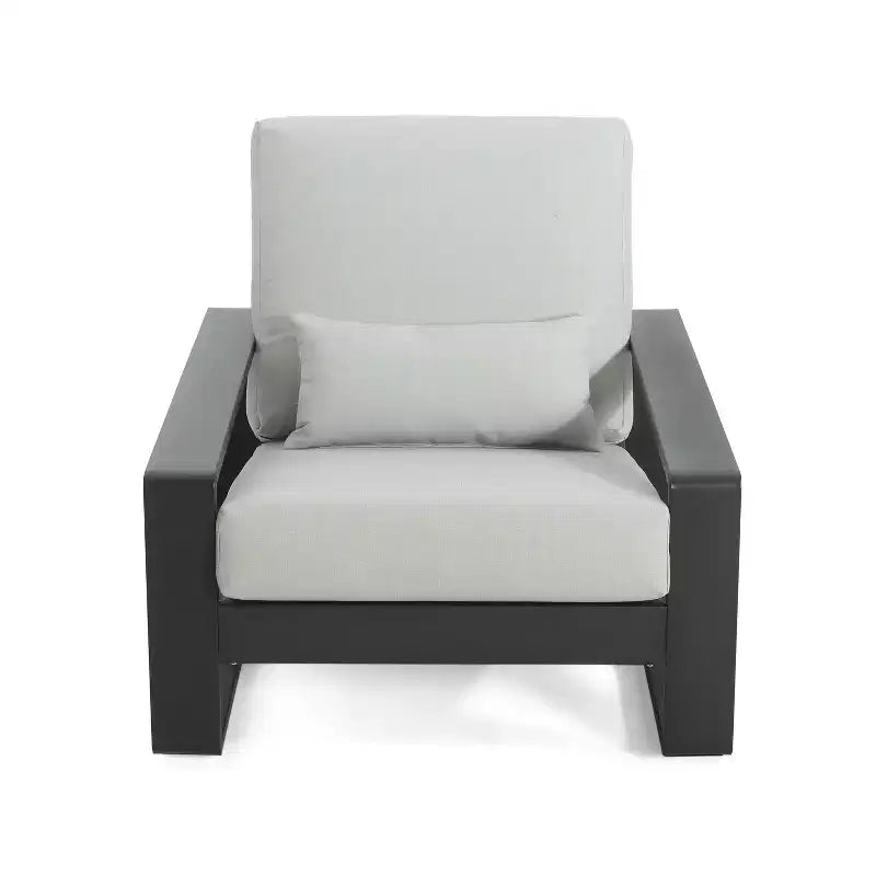 ModernLuxe Aluminum Lounge Chair Patio Club Chairs Ergonomic Accent Chair Armchair with Cushions, Indoor/Outdoor (Set of 1/2)