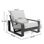 ModernLuxe Aluminum Lounge Chair Patio Club Chairs Ergonomic Accent Chair Armchair with Cushions, Indoor/Outdoor (Set of 1/2)