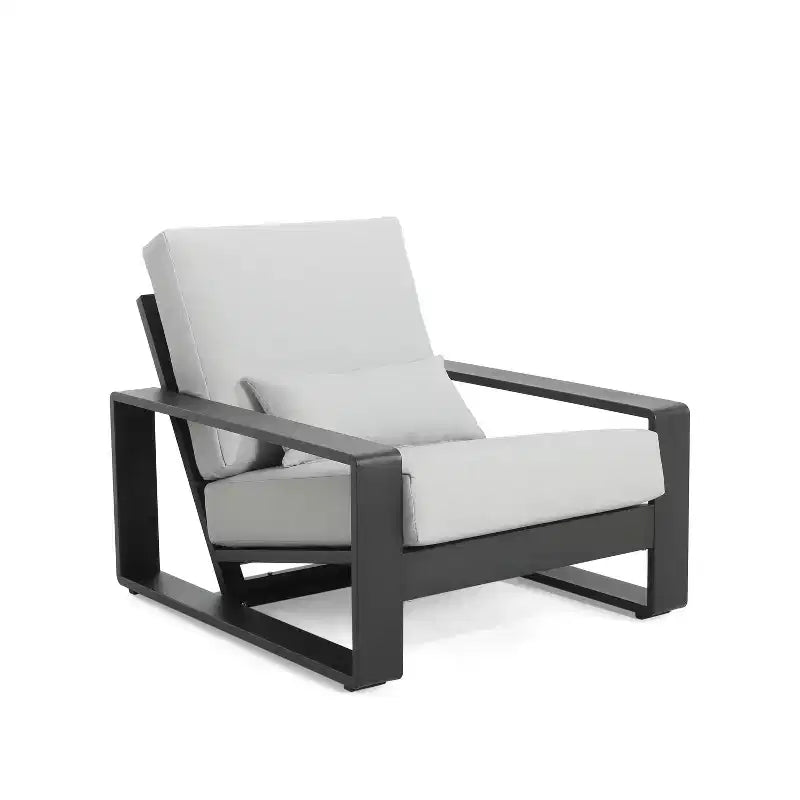 ModernLuxe Aluminum Lounge Chair Patio Club Chairs Ergonomic Accent Chair Armchair with Cushions, Indoor/Outdoor (Set of 1/2)