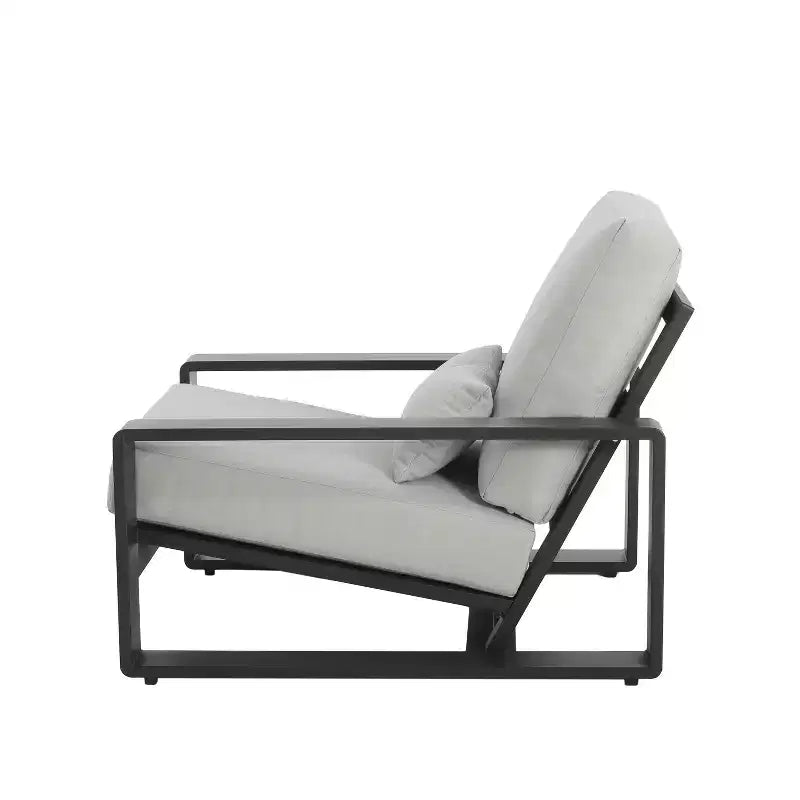 ModernLuxe Aluminum Lounge Chair Patio Club Chairs Ergonomic Accent Chair Armchair with Cushions, Indoor/Outdoor (Set of 1/2)