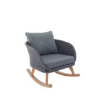 29.5-Inch Contemporary Minimalist Gray Wicker Rocking Chair with Soft Cushions, for Patio or Living Room