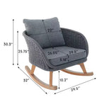 29.5-Inch Contemporary Minimalist Gray Wicker Rocking Chair with Soft Cushions, for Patio or Living Room