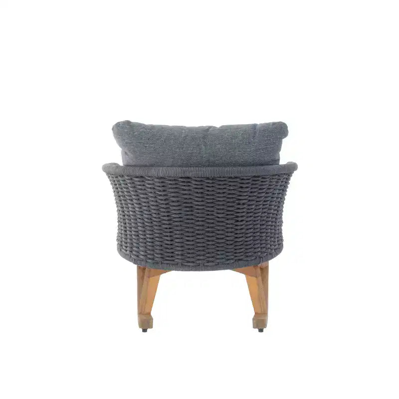 29.5-Inch Contemporary Minimalist Gray Wicker Rocking Chair with Soft Cushions, for Patio or Living Room