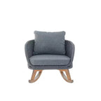 29.5-Inch Contemporary Minimalist Gray Wicker Rocking Chair with Soft Cushions, for Patio or Living Room