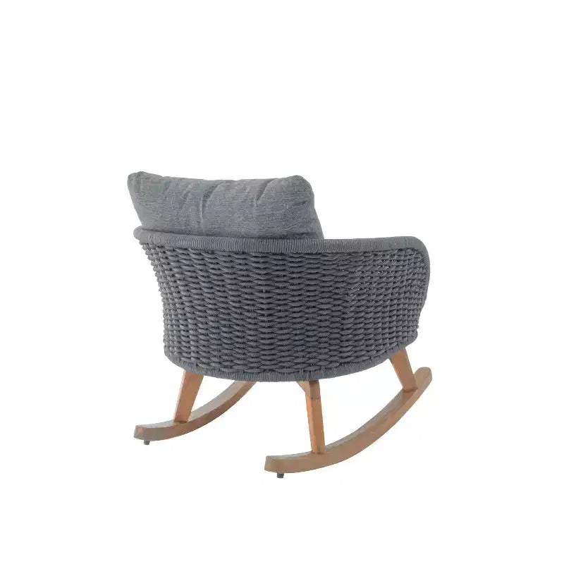 29.5-Inch Contemporary Minimalist Gray Wicker Rocking Chair with Soft Cushions, for Patio or Living Room