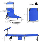 Folding Chaise Lounge Pool Lounge Chairs Set of 2,Outdoor Sun Tanning Chairs with Canopy Shade, Reclining Back, Steel Frame for Beach, Yard, Patio