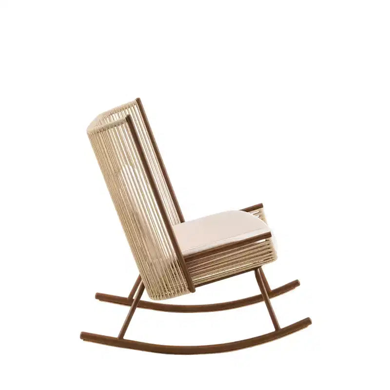 ModernLuxe Outdoor Rocking Chair with High Arc Backrest & Cushion, PE Rattan Patio Rocker, Modern Wicker Lounge Chair
