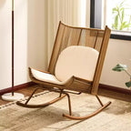 ModernLuxe Outdoor Rocking Chair with High Arc Backrest & Cushion, PE Rattan Patio Rocker, Modern Wicker Lounge Chair