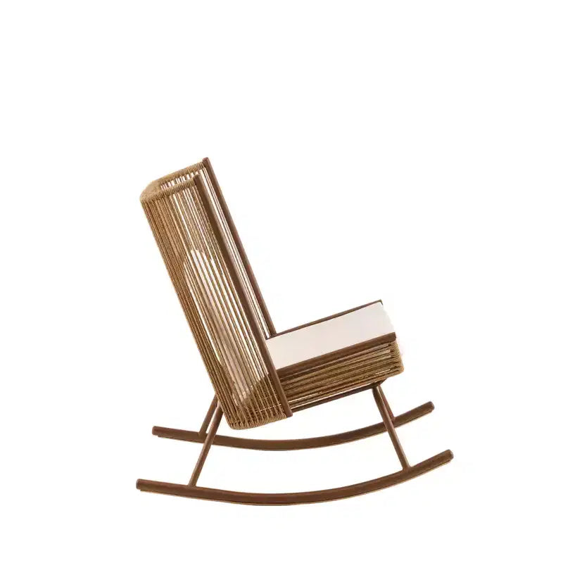 ModernLuxe Outdoor Rocking Chair with High Arc Backrest & Cushion, PE Rattan Patio Rocker, Modern Wicker Lounge Chair