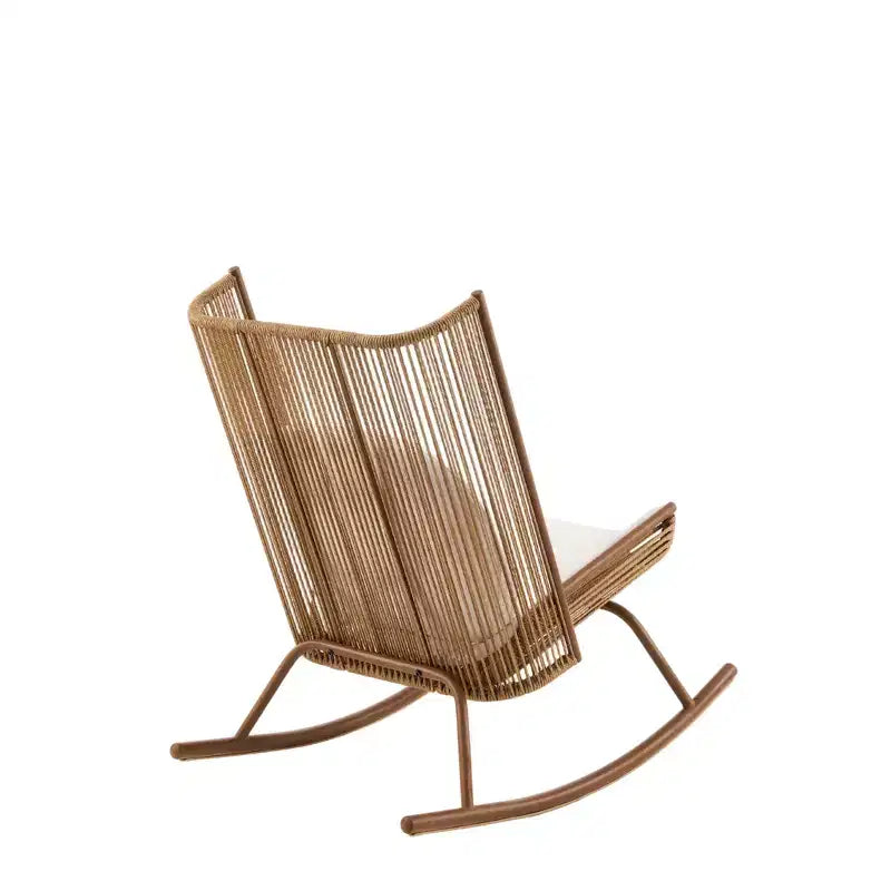 ModernLuxe Outdoor Rocking Chair with High Arc Backrest & Cushion, PE Rattan Patio Rocker, Modern Wicker Lounge Chair