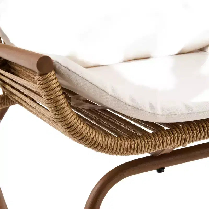 ModernLuxe Outdoor Rocking Chair with High Arc Backrest & Cushion, PE Rattan Patio Rocker, Modern Wicker Lounge Chair