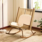 ModernLuxe Outdoor Rocking Chair with High Arc Backrest & Cushion, PE Rattan Patio Rocker, Modern Wicker Lounge Chair