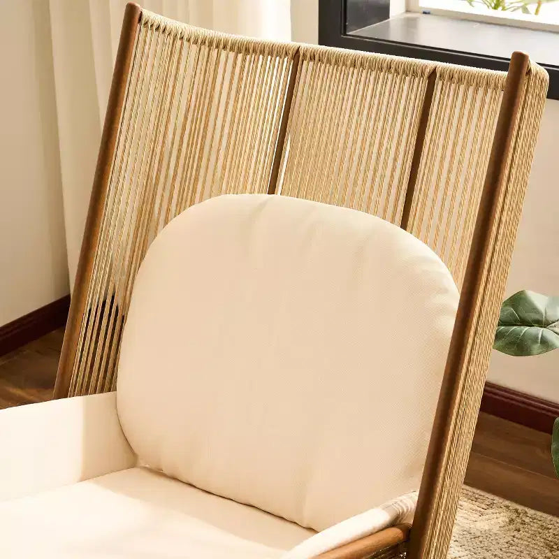 ModernLuxe Outdoor Rocking Chair with High Arc Backrest & Cushion, PE Rattan Patio Rocker, Modern Wicker Lounge Chair
