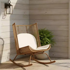 ModernLuxe Outdoor Rocking Chair with High Arc Backrest & Cushion, PE Rattan Patio Rocker, Modern Wicker Lounge Chair