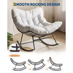 Oversized Papasan Rocking Chair for Adults Indoor/Outdoor, 400lbs Heavy Duty Steel Frame with Extra Thick Cushion, Comfy Egg Swing Chair