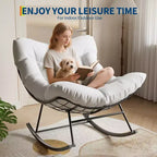 Oversized Papasan Rocking Chair for Adults Indoor/Outdoor, 400lbs Heavy Duty Steel Frame with Extra Thick Cushion, Comfy Egg Swing Chair