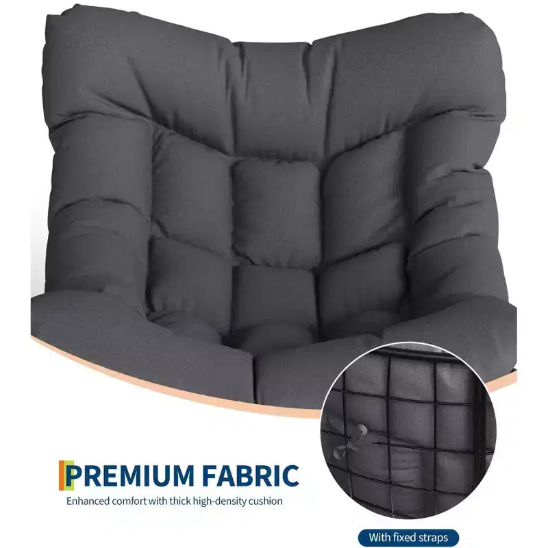Oversized Papasan Rocking Chair for Adults Indoor/Outdoor, 400lbs Heavy Duty Steel Frame with Extra Thick Cushion, Comfy Egg Swing Chair