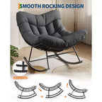 Oversized Papasan Rocking Chair for Adults Indoor/Outdoor, 400lbs Heavy Duty Steel Frame with Extra Thick Cushion, Comfy Egg Swing Chair